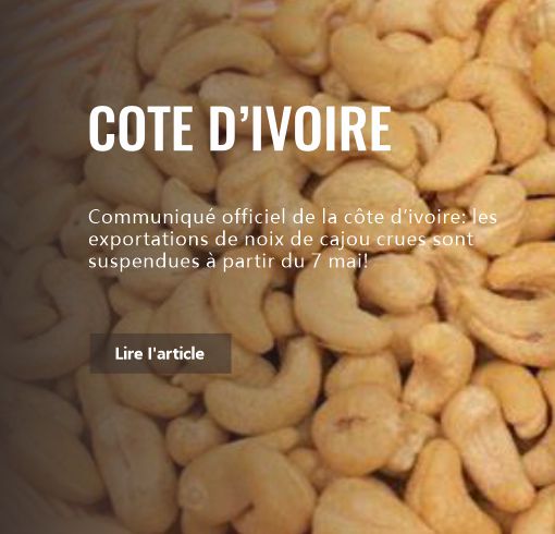 Communiqué officiel de la côte d’ivoire: les exportations de noix de cajou crues sont suspendues à partir du 7 mai!